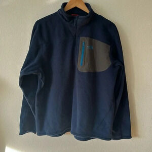 The North Face sz XL navy polartec fleece partial zip with zip pocket great cond